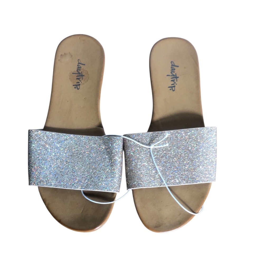 Daytrip The Buckle rose gold glitter slide sandals Sz 6